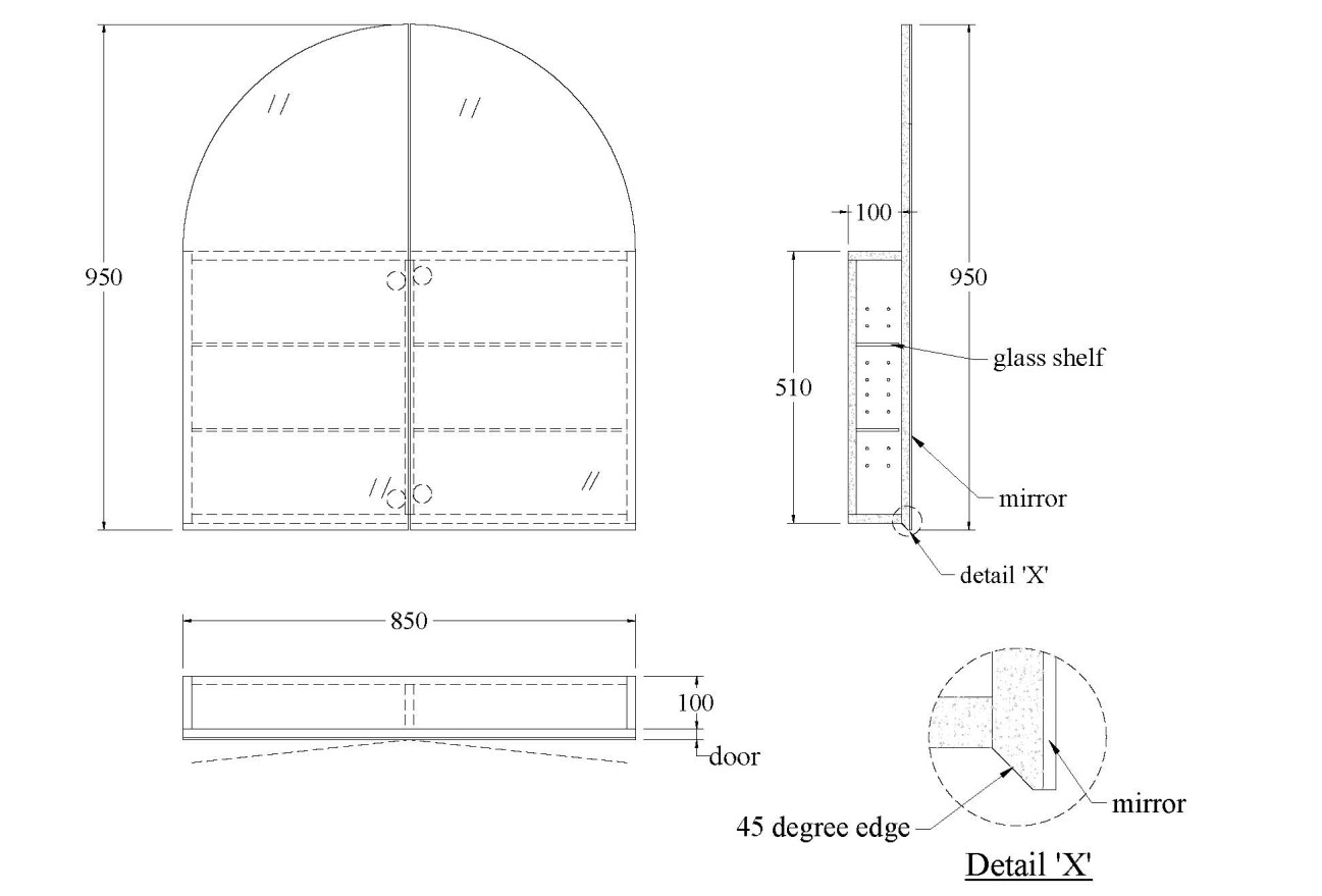 CODE NEO ARCH 850 INSET MIRROR CABINET WHOLESALE