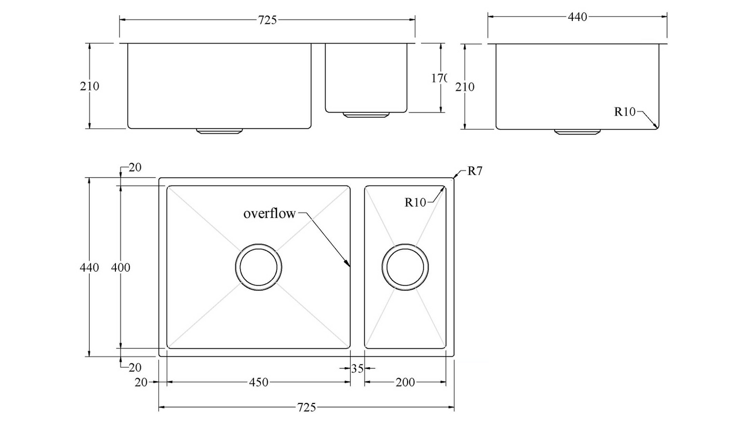 CODE 450 ASPEN 304 STAINLESS STEEL KITCHEN DOUBLE SINKS RANGE