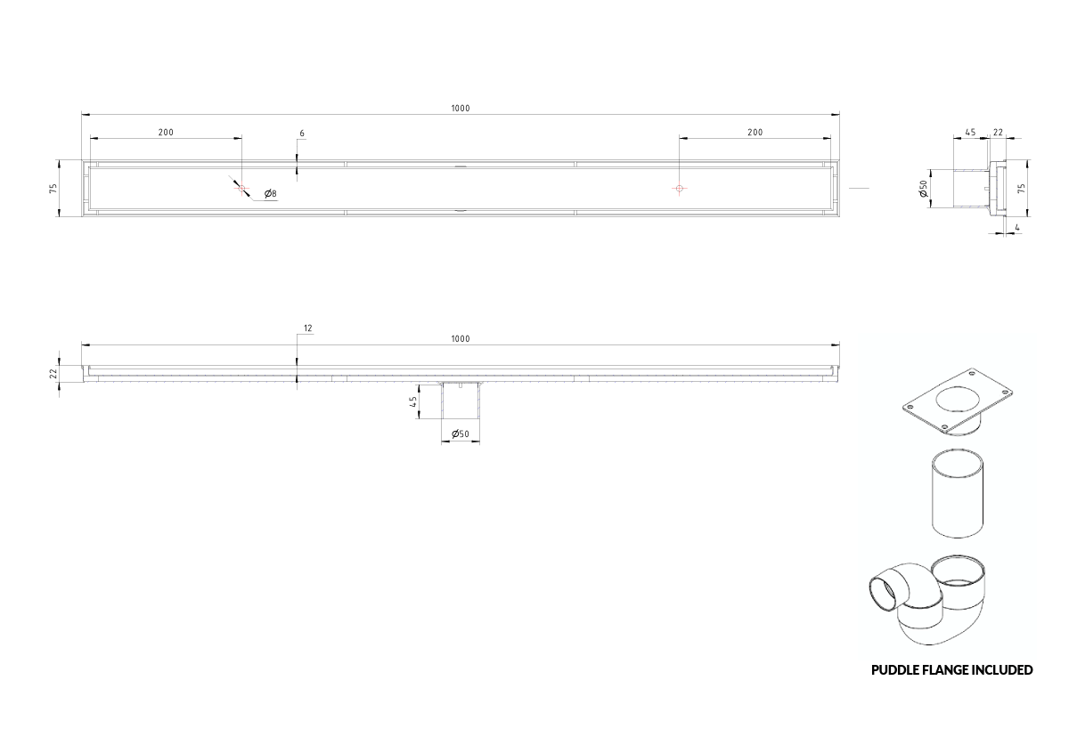 CODE VERSA 1000 TILED CHANNEL DRAIN WHOLESALE