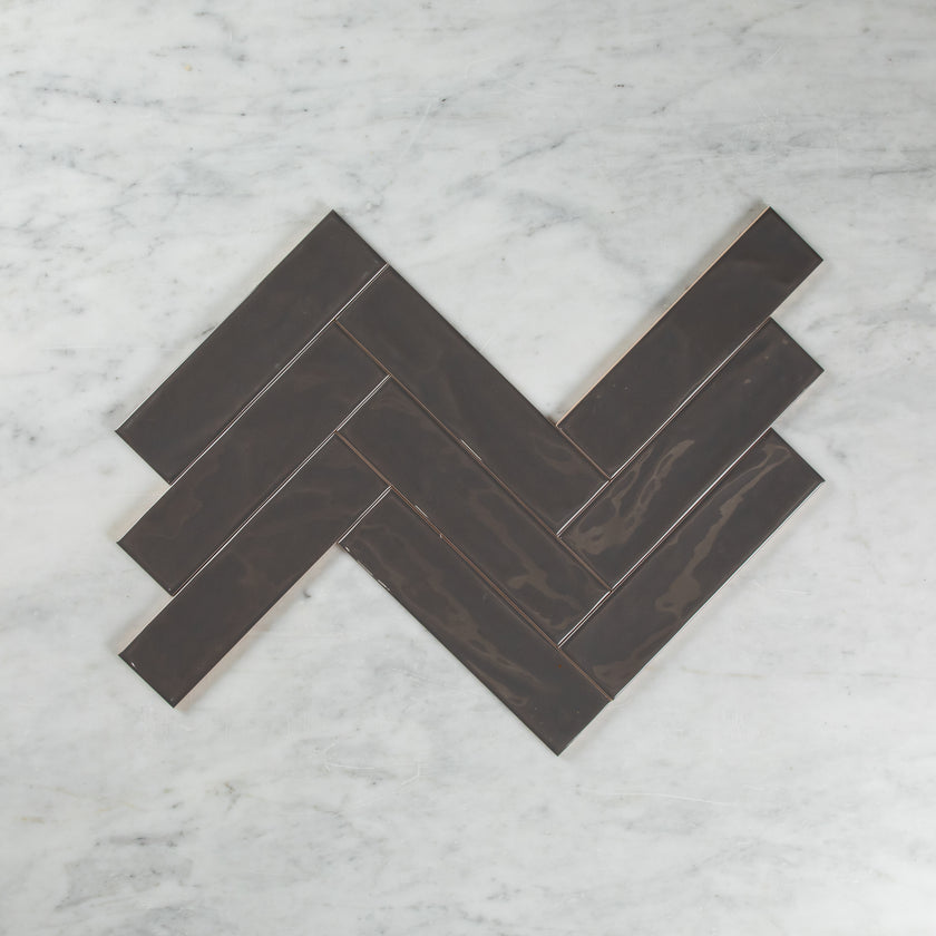 WAVE SUBWAY CHARCOAL GLOSS TILE 75×300