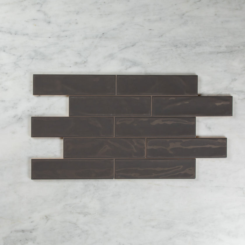 WAVE SUBWAY CHARCOAL GLOSS TILE 75×300