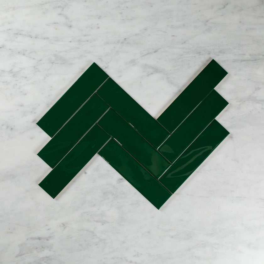 WAVE SUBWAY GREEN GLOSS TILE 75×300
