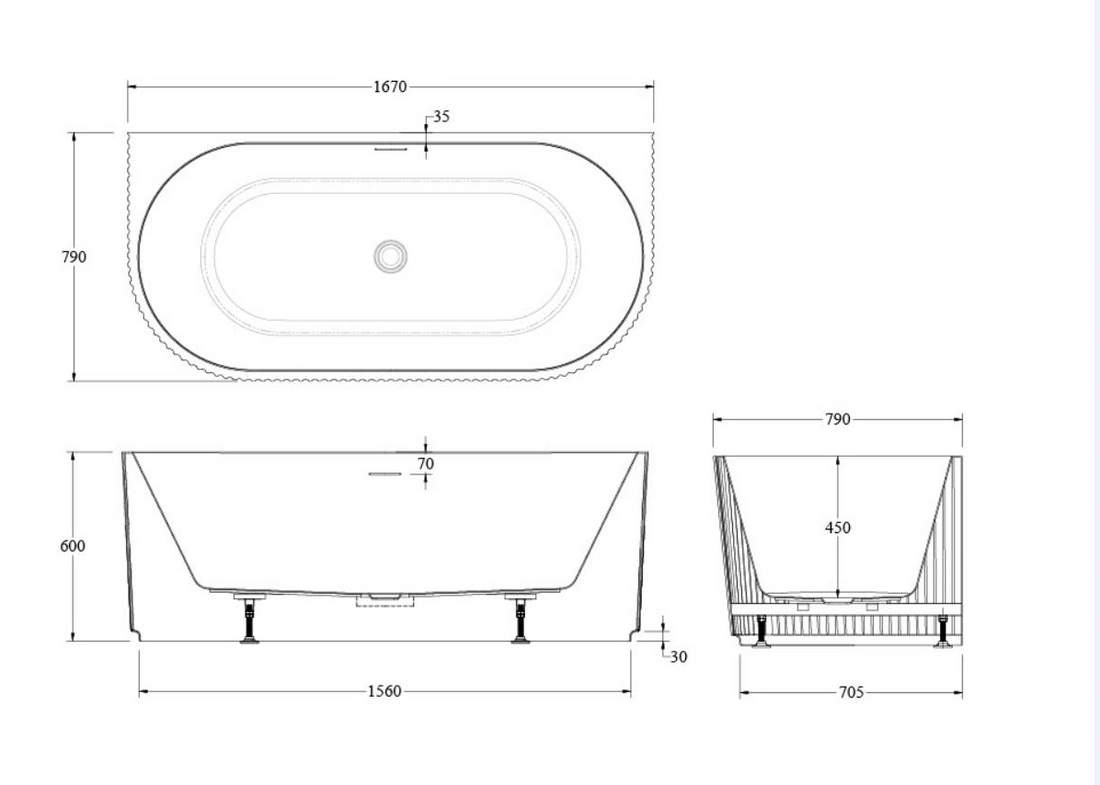 CODE ENDURA PIPER 1670 BACK TO WALL BATH WHOLESALE