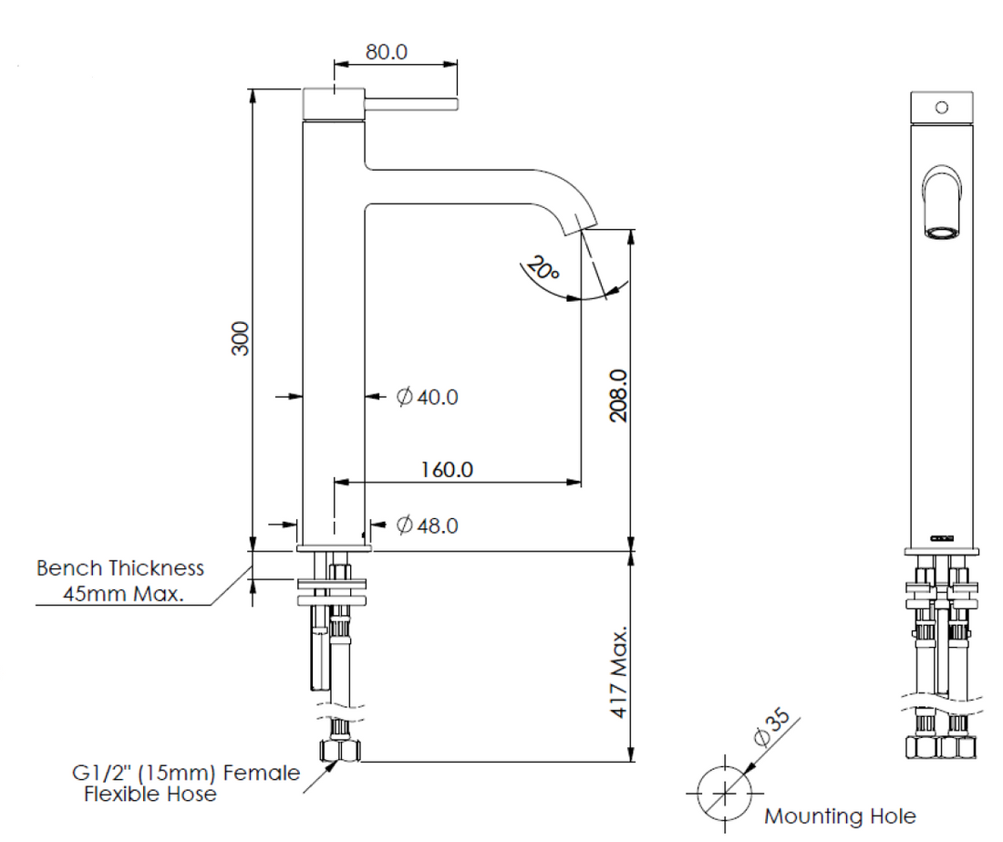 CODE NATURE TALL BASIN MIXER RANGE - 8 COLOURS