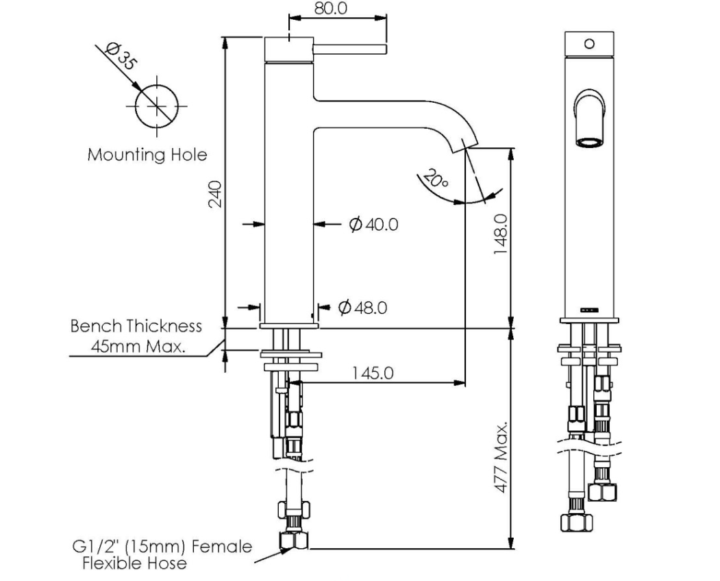 CODE NATURE MID HEIGHT BASIN MIXER - 7 COLOURS