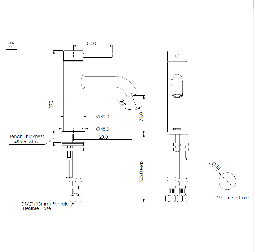CODE NATURE BASIN MIXER - 8 COLOURS