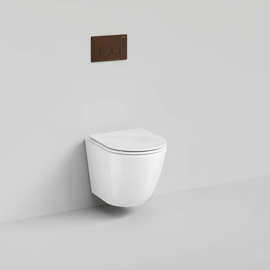 CODE FLOW TYPHOON WALL HUNG TOILET SUITE | BRUSHED BRONZE BUTTON