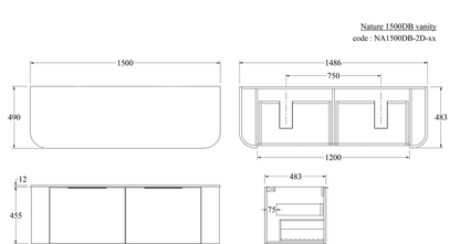NATURE 1500 PILLAR VANITY - SOLID SLAB TOP
