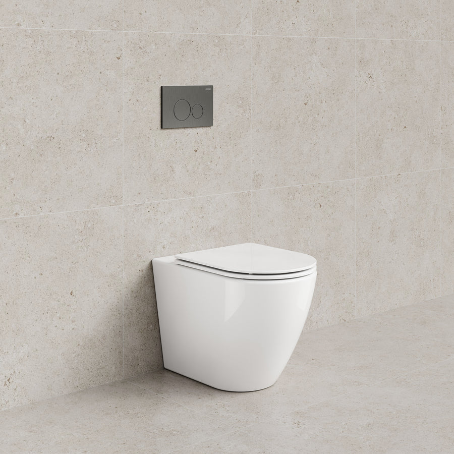 CODE FLOW TYPHOON INWALL TOILET SUITE | BRUSHED GUNMETAL BUTTON