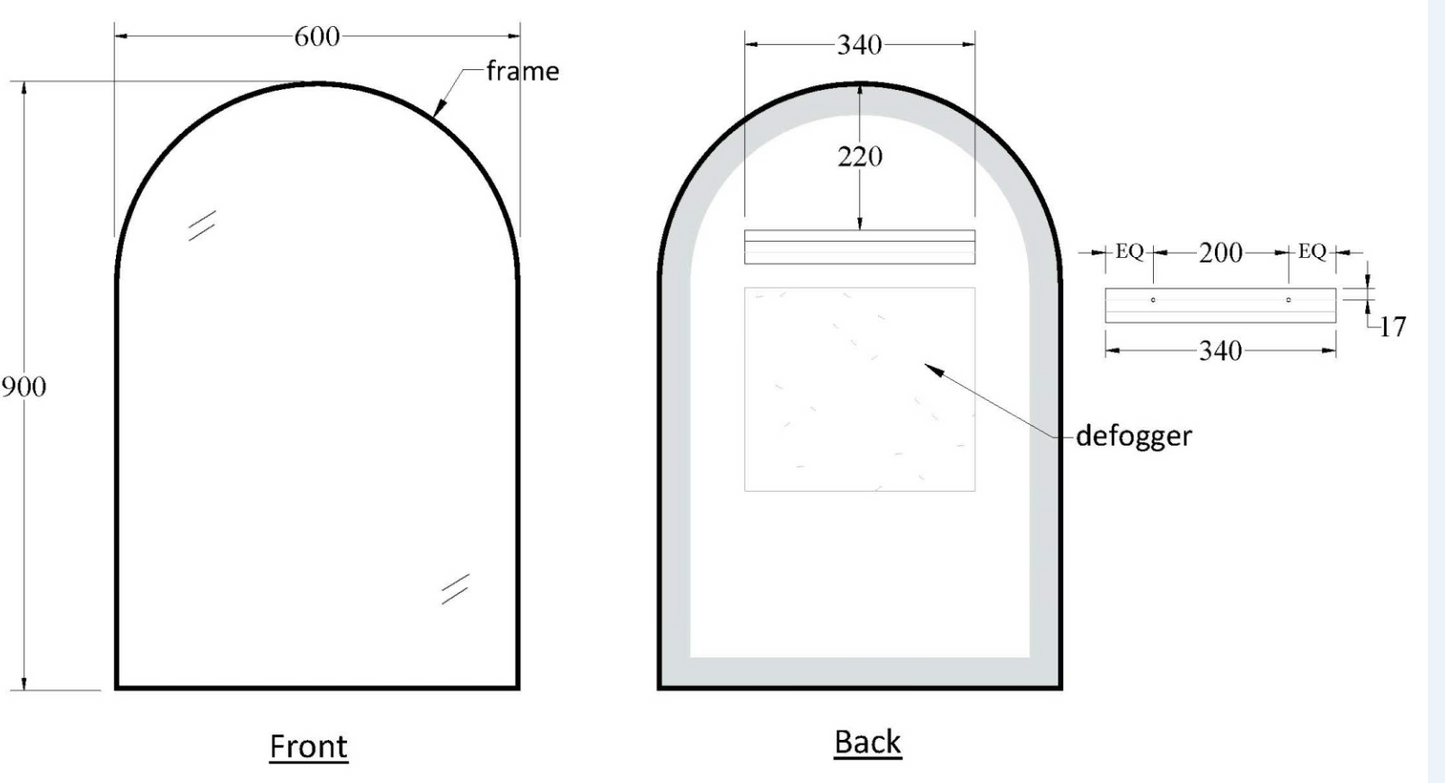 CODE ASPECT 600 ARCH FRAMED MIRROR RANGE