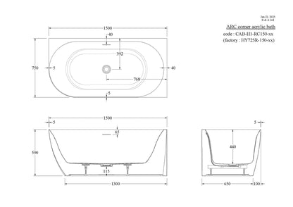 CODE ENDURA ARC ACRYLIC CORNER BATH 1500 RANGE