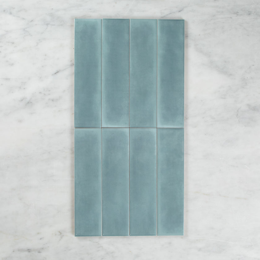 BOUTIQUE SUBWAY BABY BLUE GLOSS RIPPLE TILE 75×300
