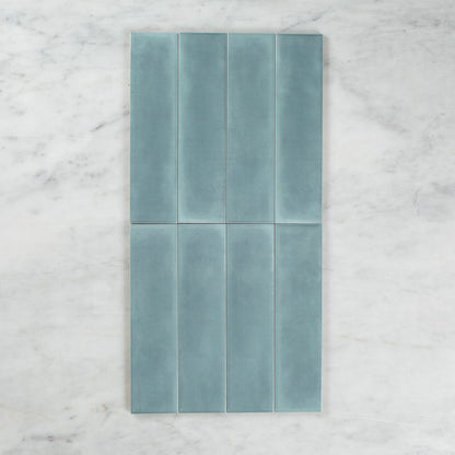 BOUTIQUE SUBWAY BABY BLUE GLOSS RIPPLE TILE 75×300