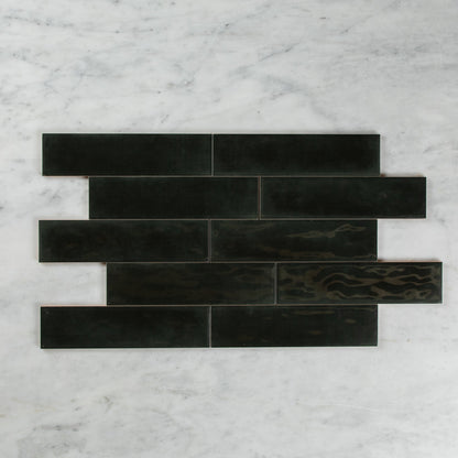BOUTIQUE SUBWAY CHARCOAL GLOSS RIPPLE TILE 75×300