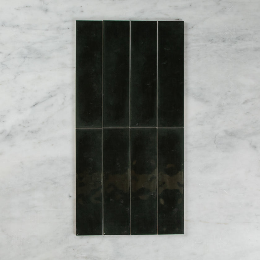 BOUTIQUE SUBWAY CHARCOAL GLOSS RIPPLE TILE 75×300