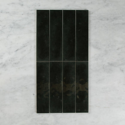 BOUTIQUE SUBWAY CHARCOAL GLOSS RIPPLE TILE 75×300