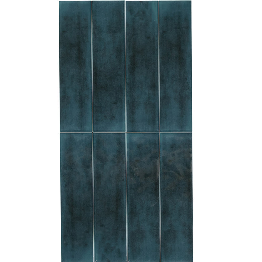 BOUTIQUE SUBWAY NAVY BLUE GLOSS RIPPLE TILE 75×300