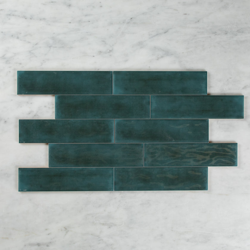 BOUTIQUE SUBWAY PEACOCK GLOSS RIPPLE TILE 75×300