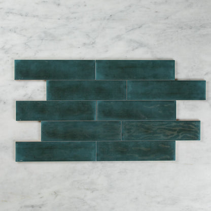 BOUTIQUE SUBWAY PEACOCK GLOSS RIPPLE TILE 75×300