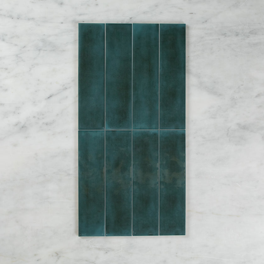 BOUTIQUE SUBWAY PEACOCK GLOSS RIPPLE TILE 75×300