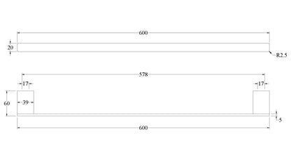 CODE NATURE TOWEL RAIL 600MM