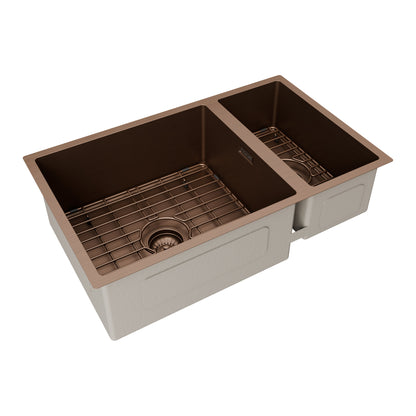 STAINLESS STEEL KITCHEN OR LAUNDRY DOUBLE SINK BRUSHED BRONZE