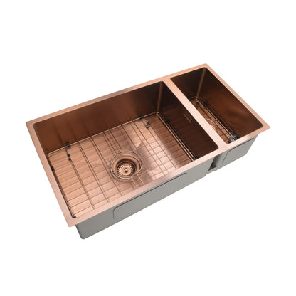 STAINLESS STEEL KITCHEN OR LAUNDRY DOUBLE SINK BRUSHED COPPER
