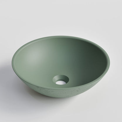 ROUND GREEN CONCRETE BATHROOM BASIN
