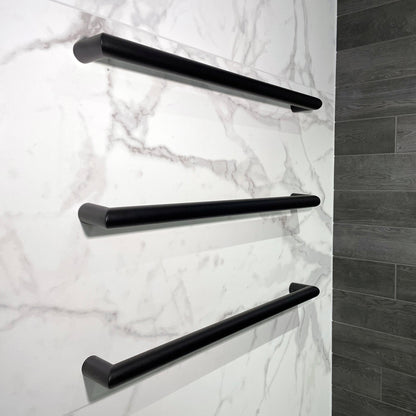 ROUND 632MM HEATED TOWEL RAIL MATTE BLACK