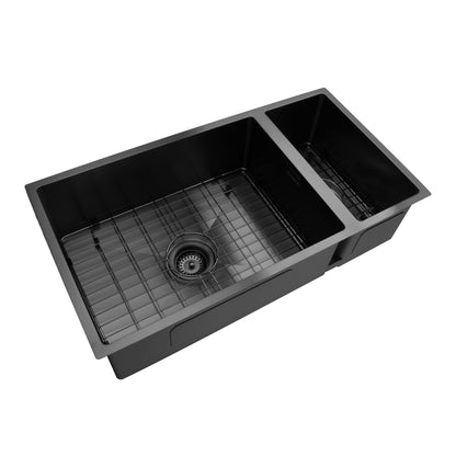 DOUBLE BOWL STAINLESS STEEL KITCHEN OR LAUNDRY SINK MATTE BLACK