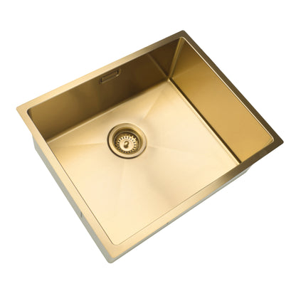 STAINLESS STEEL KITCHEN OR LAUNDRY SINK BRUSHED BRASS