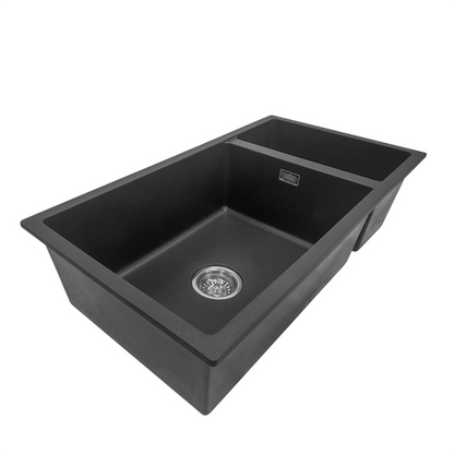 DOUBLE BOWL MATTE BLACK GRANITE KITCHEN OR LAUNDRY SINK