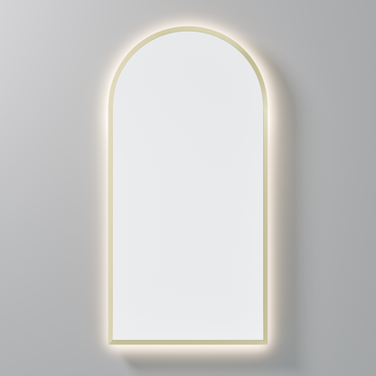 CODE AURA ARCH 450 FRAMED LED MIRROR BRUSHED BRASS
