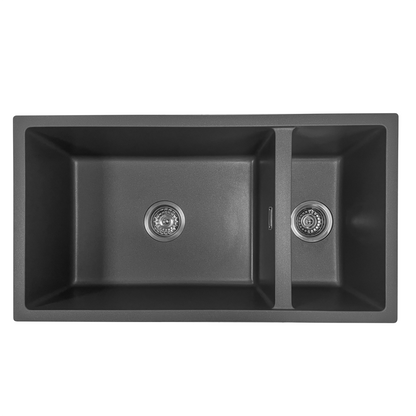 GRANITE DOUBLE BOWL KITCHEN OR LAUNDRY SINK MATTE BLACK