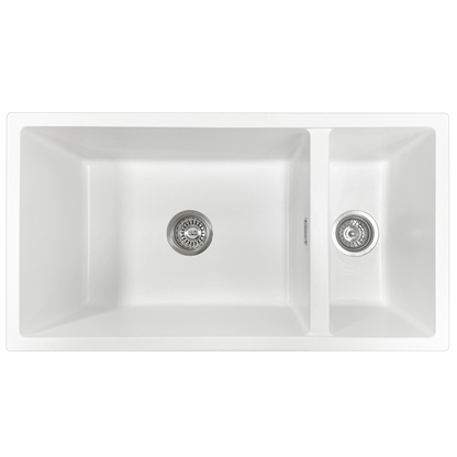 GRANITE DOUBLE BOWL KITCHEN OR LAUNDRY SINK MATTE WHITE