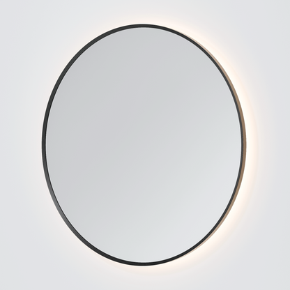 CODE AURA ROUND FRAMED GUNMETAL LED MIRROR