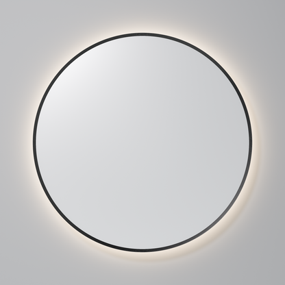 CODE AURA ROUND FRAMED GUNMETAL LED MIRROR