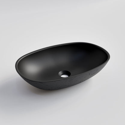 OVAL BLACK CONCRETE BATHROOM BASIN