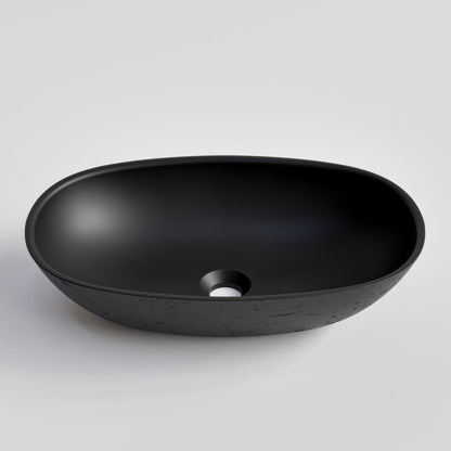 OVAL BLACK CONCRETE BATHROOM BASIN