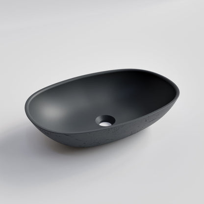 OVAL DARK GREY CONCRETE BATHROOM BASIN