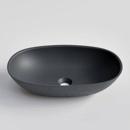 OVAL DARK GREY CONCRETE BATHROOM BASIN
