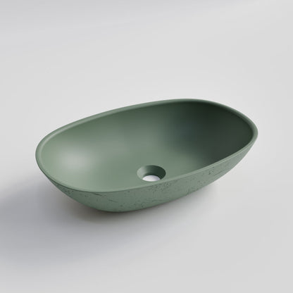 OVAL GREEN CONCRETE BATHROOM BASIN