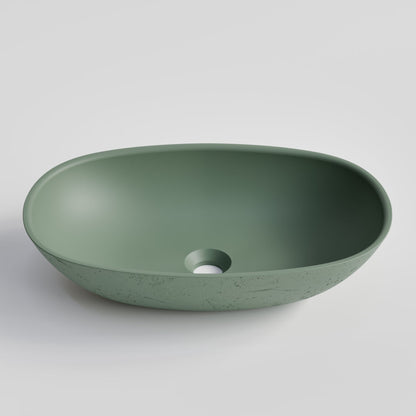 OVAL GREEN CONCRETE BATHROOM BASIN