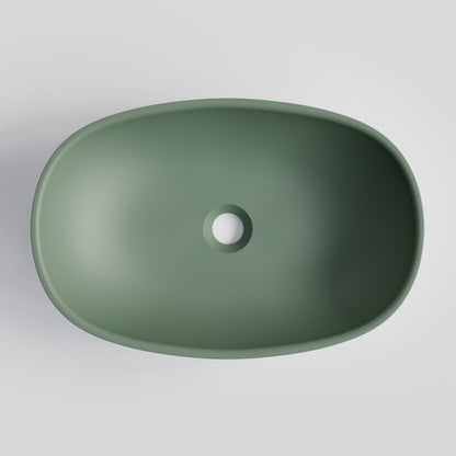 OVAL GREEN CONCRETE BATHROOM BASIN