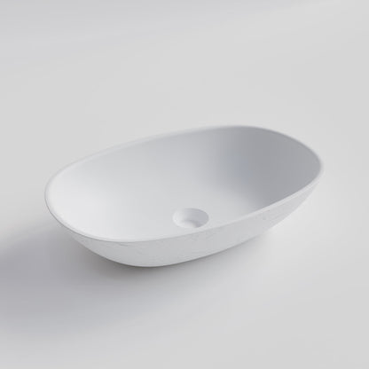 OVAL WHITE CONCRETE BATHROOM BASIN