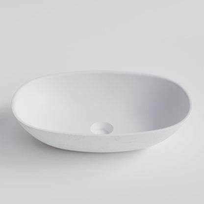 OVAL WHITE CONCRETE BATHROOM BASIN