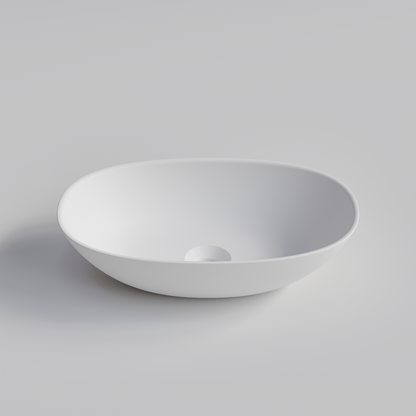 OVAL MATTE WHITE MINI VILLASTONE BATHROOM BASIN
