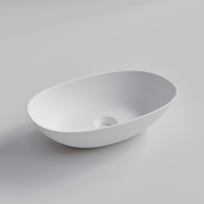 OVAL MATTE WHITE MINI VILLASTONE BATHROOM BASIN