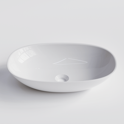 OVAL GLOSS WHITE VILLASTONE BATHROOM BASIN