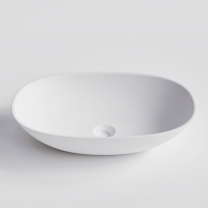 OVAL MATTE WHITE VILLASTONE BATHROOM BASIN